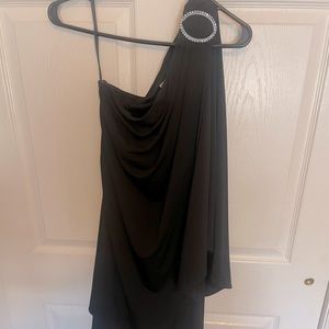 Navy Blue one shoulder cocktail dress